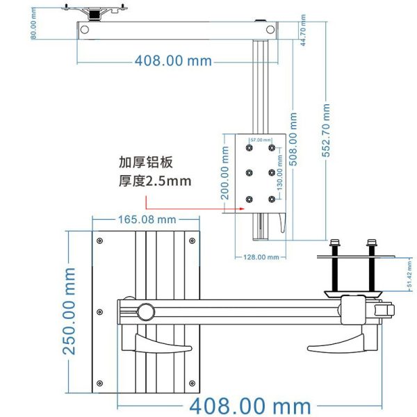 B款房车改装配件房车旋转桌腿 升降桌铝合金支架 游艇桌脚可拆卸