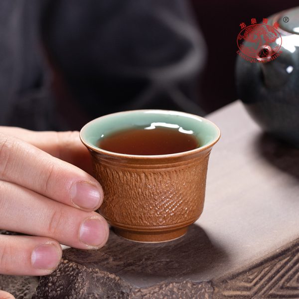 龙泉青瓷 中式纯手工主人杯品茗杯 陶瓷创意跳刀功夫茶杯茶碗茶盏