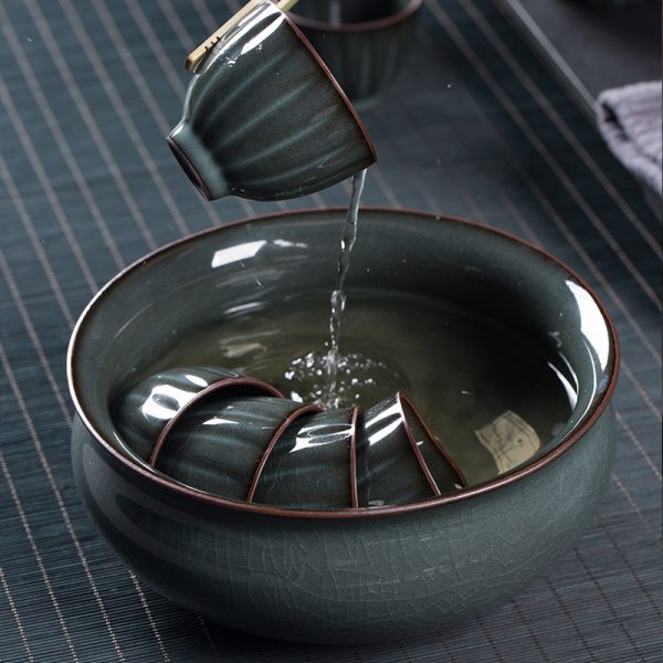 龙泉青瓷铁胎茶洗碗手工陶瓷功夫茶具配件笔洗水盂水洗茶碗可logo