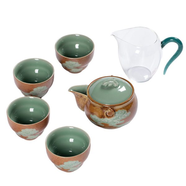龙泉青瓷 茶具套装高档手抓泡茶壶茶杯整套 陶瓷家用会客功夫茶具