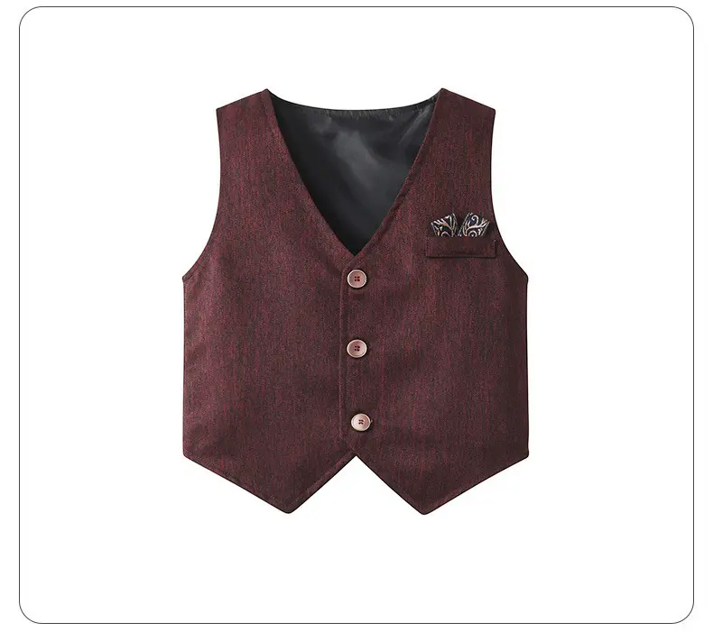 跨境新款男童绅士礼服套装欧美男宝宝长袖衬衫马甲裤子儿童多件套