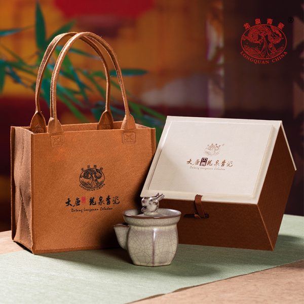 龙泉青瓷 创意传世哥窑手抓泡茶壶单壶 陶瓷高档功夫大号盖碗茶碗