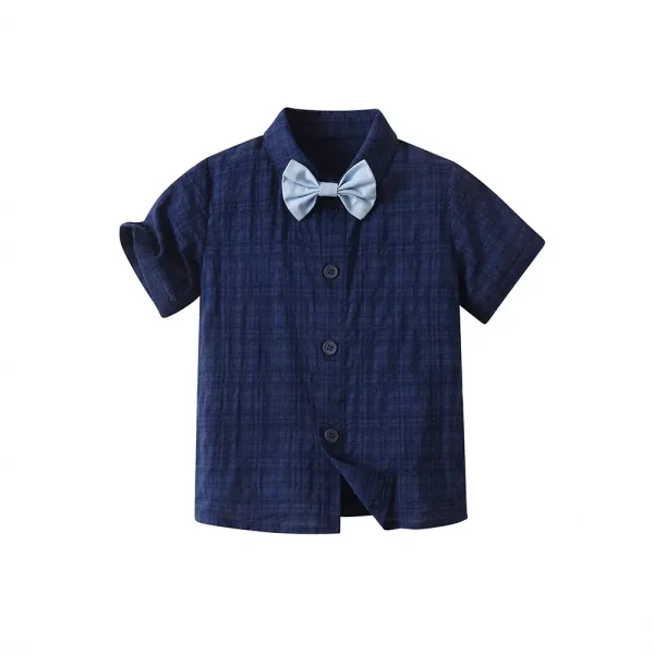 欧美绅士夏款儿童套装宝宝正装polo衬衫背带短裤宴会礼服男童夏装
