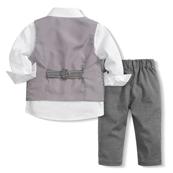 2025春秋新款儿童长袖衬衫中大童马甲长裤三件套欧美童装baby set