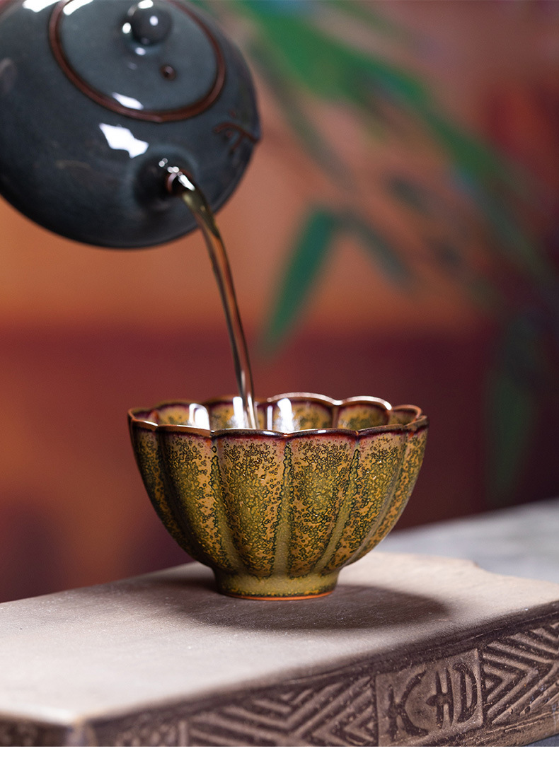 龙泉青瓷 创意手工杯主人杯茶叶末釉品茗杯单杯 陶瓷功夫茶盏茶碗