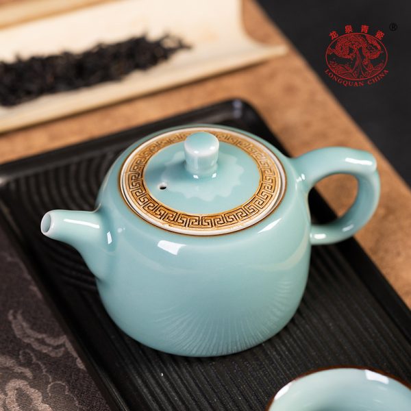 龙泉青瓷 创意手工壶家用过滤泡茶壶 陶瓷中式高档功夫茶具泡茶器