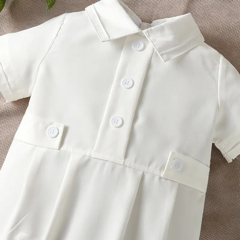 童装一手货源宝宝洗礼服男童夏装婴儿连体衣服儿童短袖带帽包屁衣