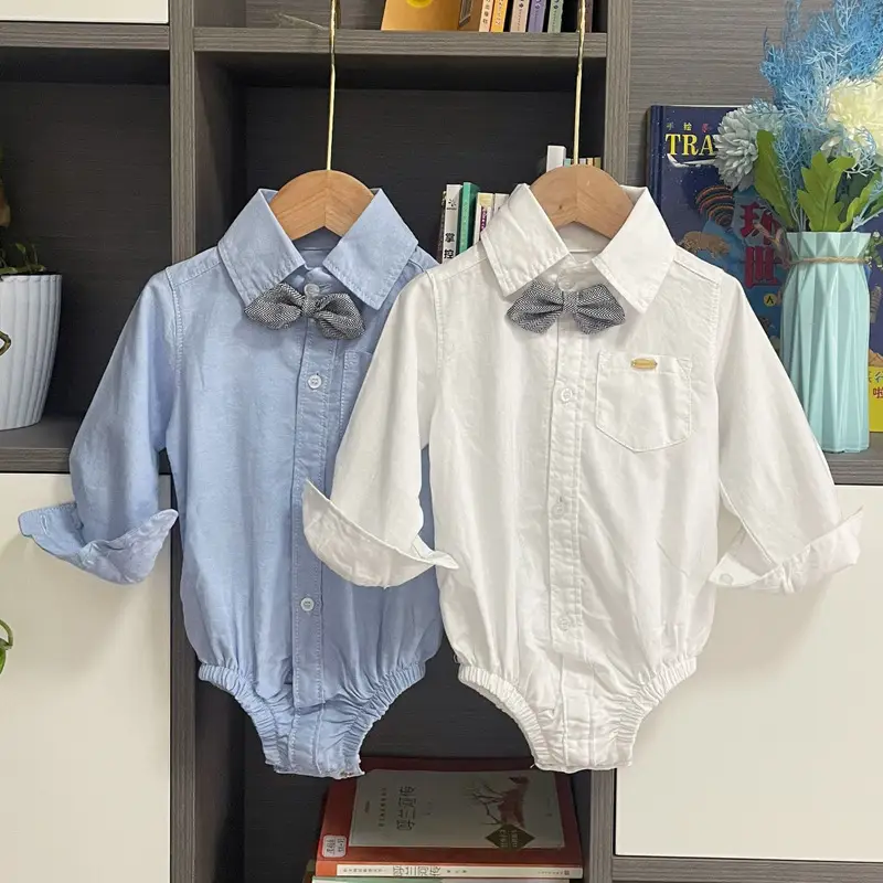 跨境秋季新款男宝宝哈衣棉新生儿蝴蝶结周岁生日摄影服装厂家直销