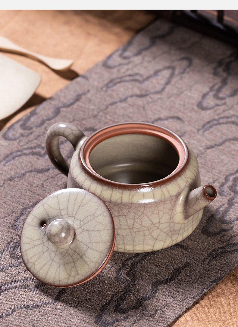 龙泉青瓷 纯手工传世哥窑高档过滤泡茶壶 陶瓷功夫茶壶大容量单壶