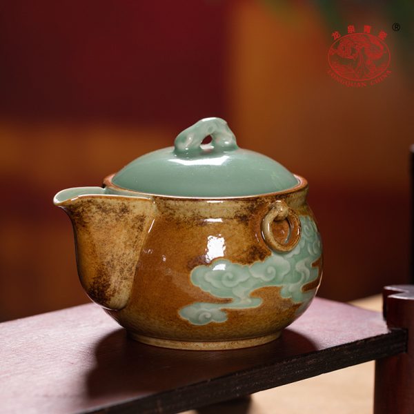 龙泉青瓷 茶具套装高档手抓泡茶壶茶杯整套 陶瓷家用会客功夫茶具