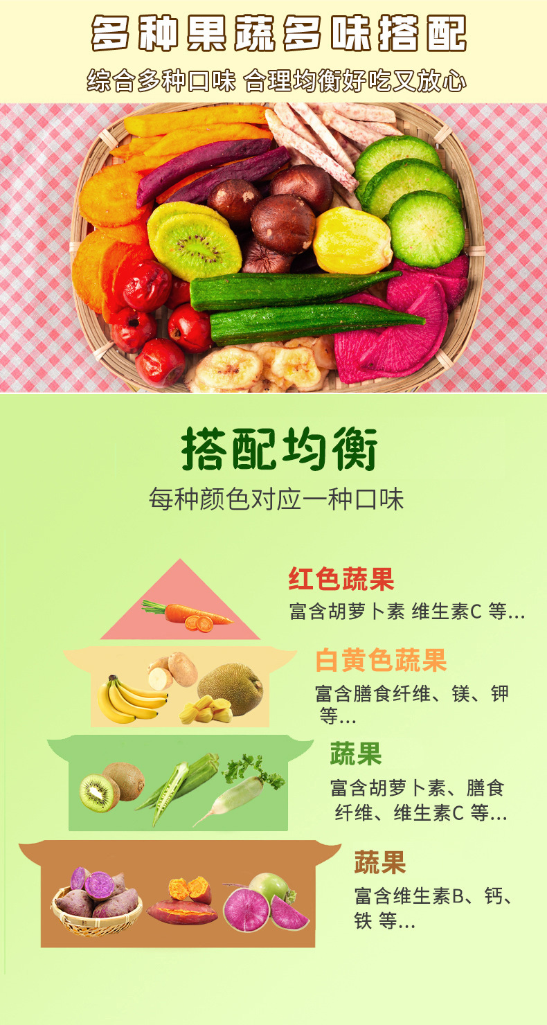 18种综合果蔬脆片果蔬干网红零食蔬菜脆香菇脆整箱厂家批发代发