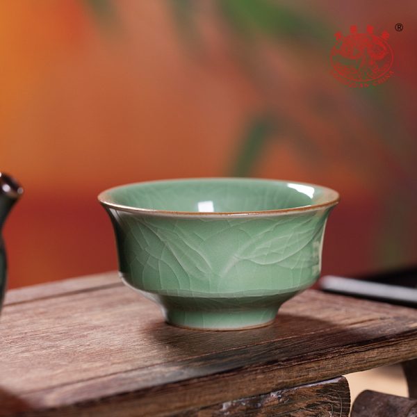 龙泉青瓷 创意功夫茶具品茗杯个人杯小茶碗 陶瓷冰裂竹韵六色杯子