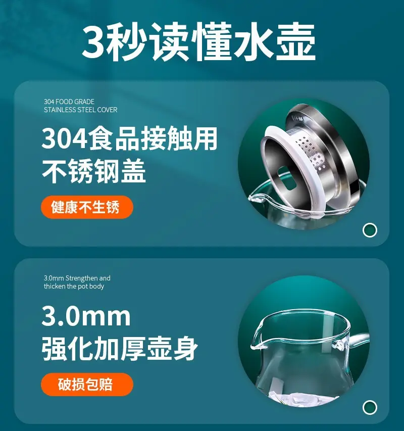 冷水壶玻璃轻奢凉水杯家用耐热防爆泡茶壶大容量耐高温凉水壶套装