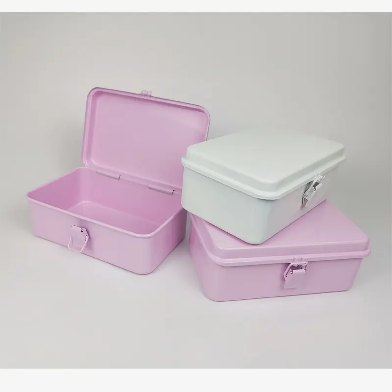 简约小型印章收纳铁盒胶带贴纸便签金属盒复古白色带锁扣工具箱