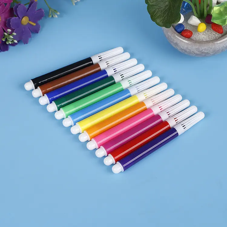 儿童迷你可水洗环保十二色盒装美术画笔 易清洗彩色水彩笔