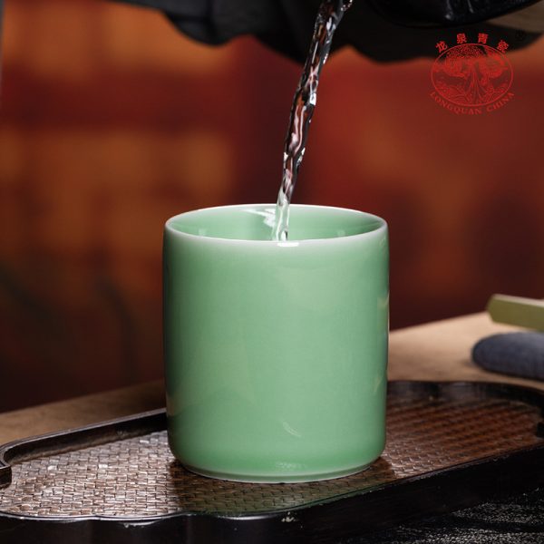 龙泉青瓷 茶杯家用大容量会客喝水杯单杯 陶瓷商务随手杯子可乐杯
