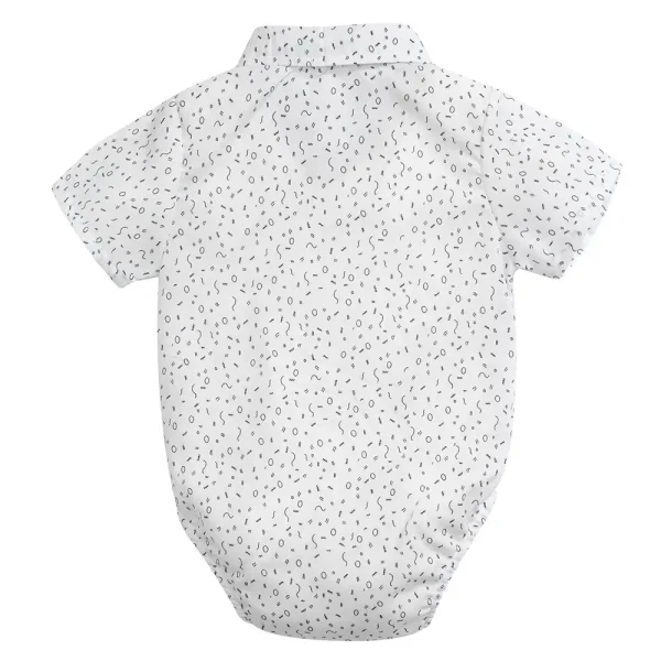 2025跨境新款Baby romper夏季男童短袖连体三角哈衣翻领绅士爬服