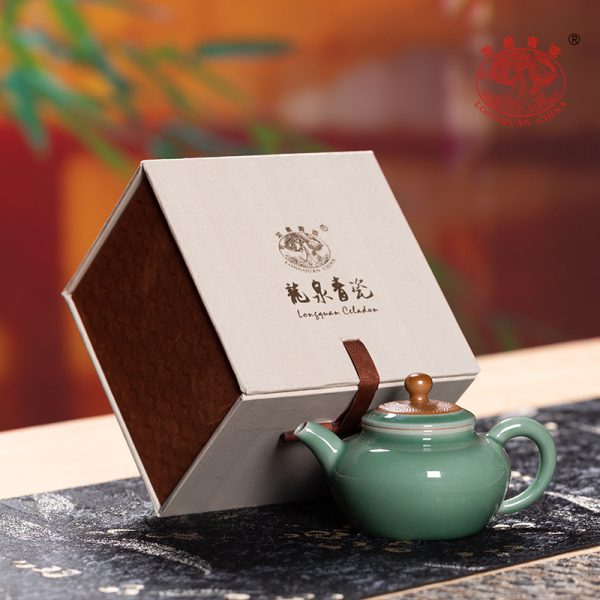 龙泉青瓷 茶壶单壶功夫茶具泡茶壶 陶瓷家用轻奢风跳刀手工泡茶器