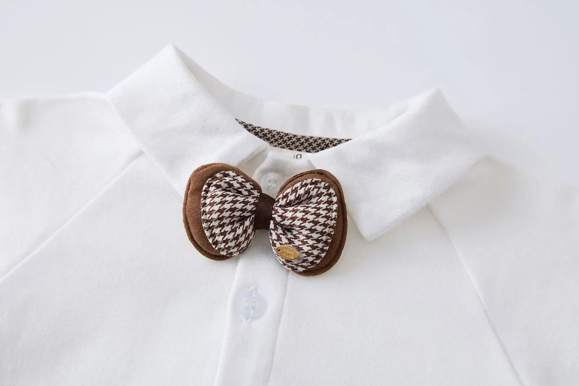 英伦风男宝宝背带裤套装千鸟格长袖男童生日服装春秋绅士礼服