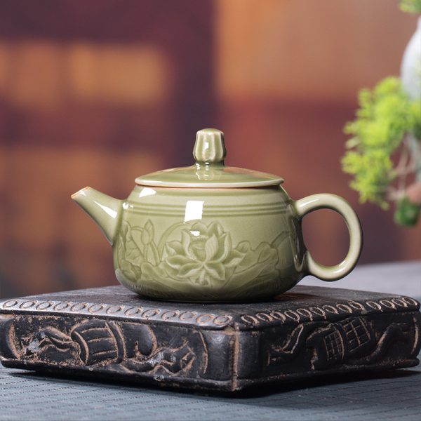 龙泉青瓷 中式越窑仿古功夫茶具套装 陶瓷手工家用泡茶壶盖碗茶杯