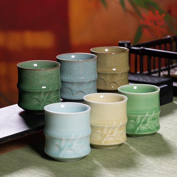 龙泉青瓷茶杯套装家用待客小杯子陶瓷个性中式随手泡茶杯批发logo