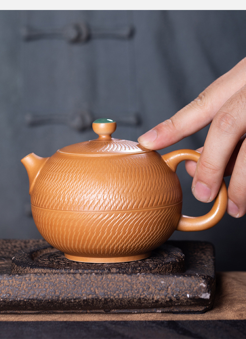 龙泉青瓷 跳刀西施壶茶壶单壶 陶瓷全手工泡茶壶高档中式功夫茶具