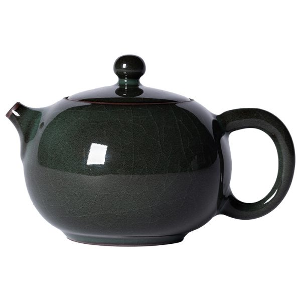 龙泉青瓷 铁胎哥窑冰裂手工西施壶 陶瓷功夫茶具过滤泡茶壶单个壶