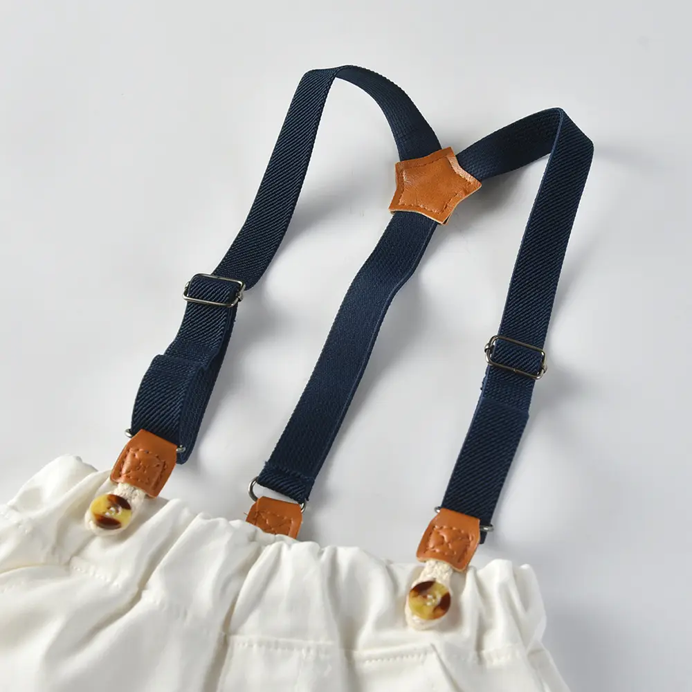 2021夏季男童套装宝宝童装棉衣服格子衬衫儿童短袖夏背带短裤生日