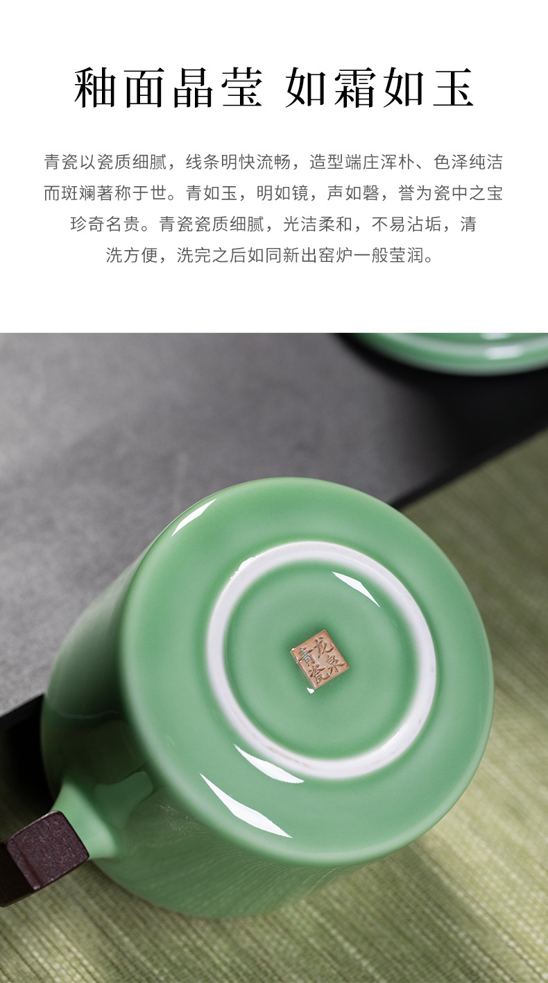 龙泉青瓷莲瓣高足杯子复古茶杯陶瓷家用主人杯单品茗杯功夫泡茶具