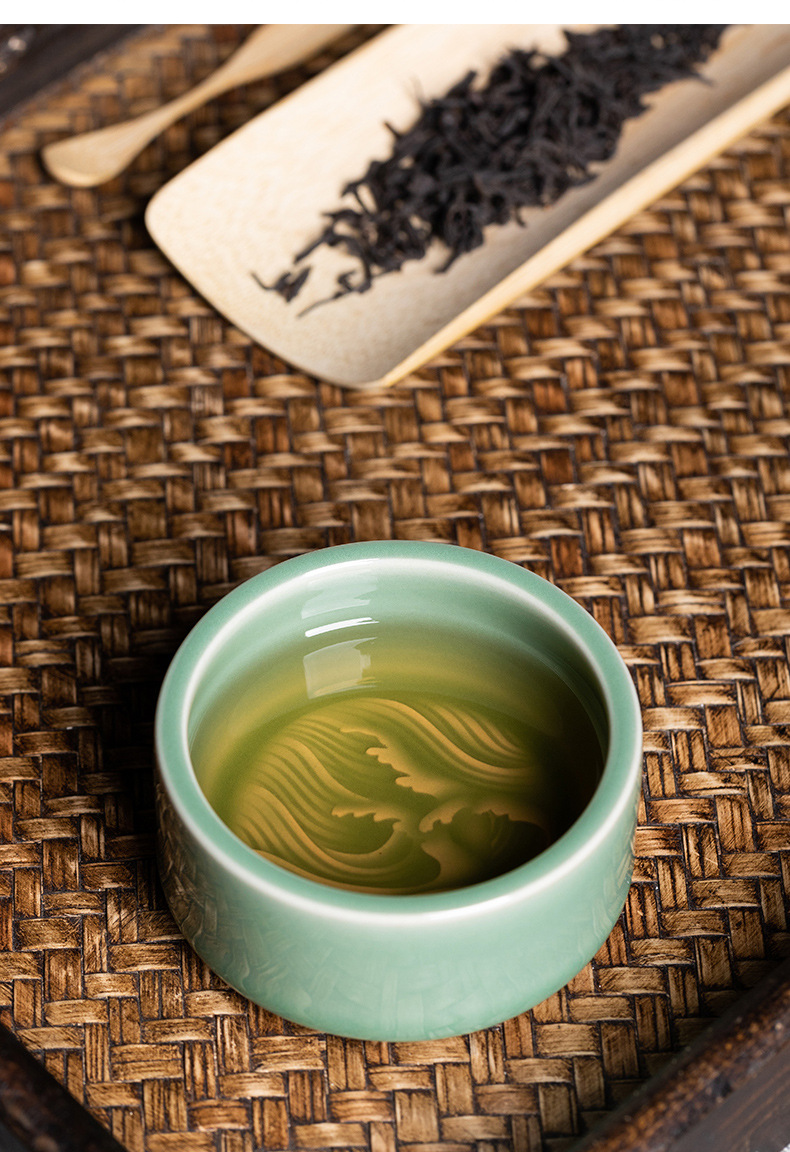 龙泉青瓷 创意手工主人杯单杯功夫茶杯 陶瓷高档正直品茗杯泡茶碗