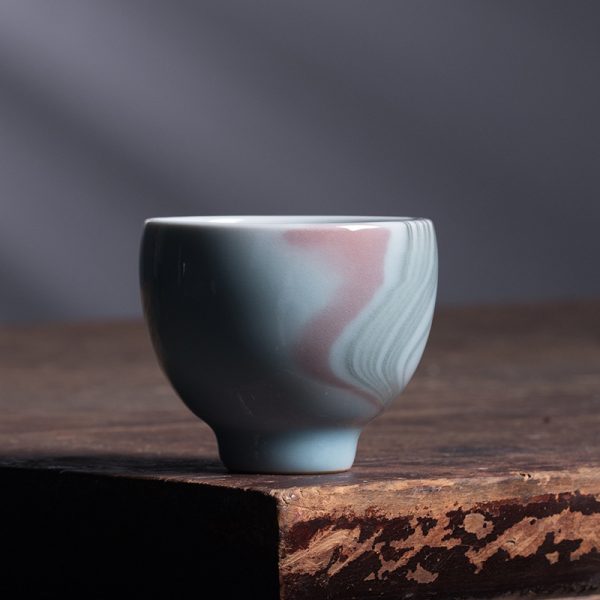 龙泉青瓷 创意功夫茶杯原矿手工杯主人杯 陶瓷高档绞胎品茗杯茶碗