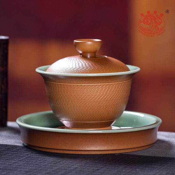 龙泉青瓷 高档纯手工跳刀三才盖碗 陶瓷中式敬茶泡茶碗茶道冲茶器