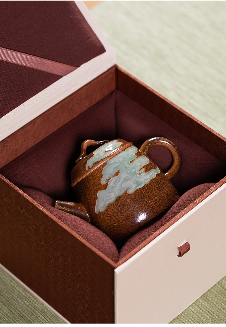 龙泉青瓷泡茶壶陶瓷茶壶手工仿古柴烧功夫茶具单个壶过滤泡茶家用