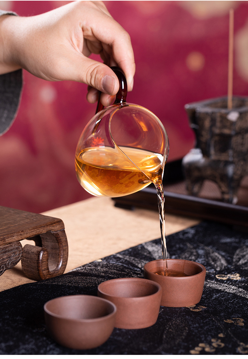 龙泉青瓷 加厚玻璃耐热透明公道杯 家用功夫茶道茶配件茶海分茶器