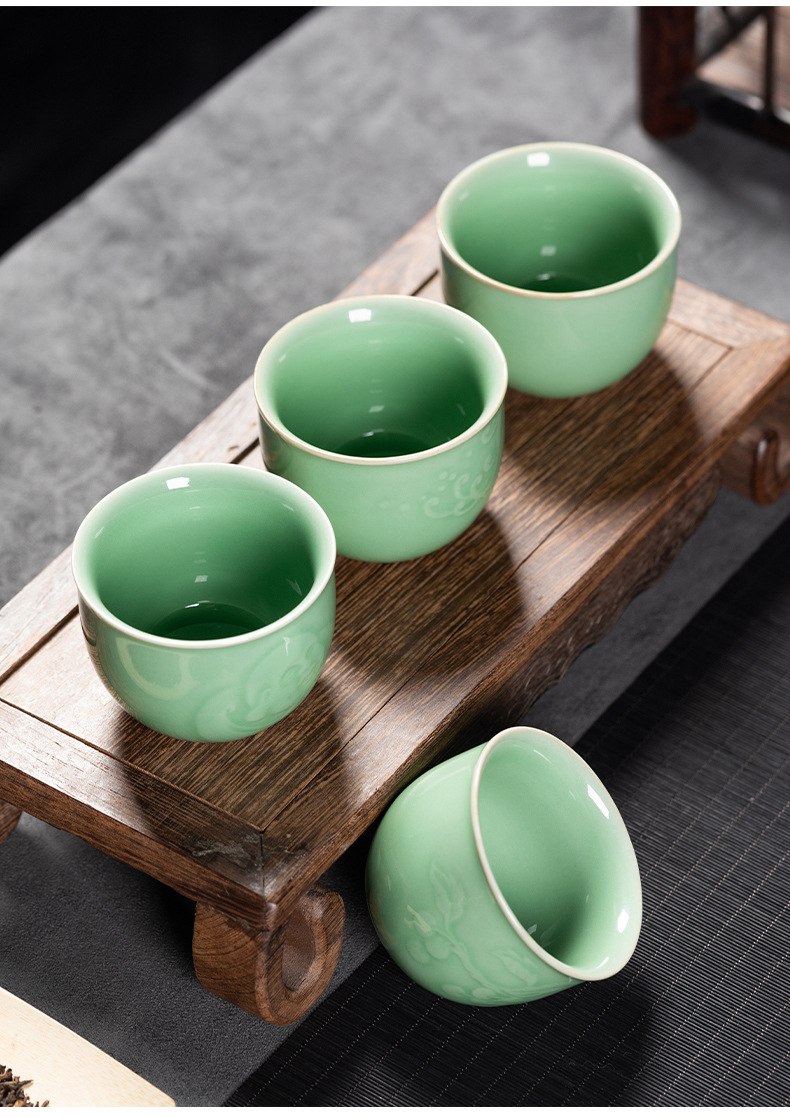 创意龙泉青瓷手工功夫茶杯  陶瓷家用会客主人杯品茗杯个人杯茶碗