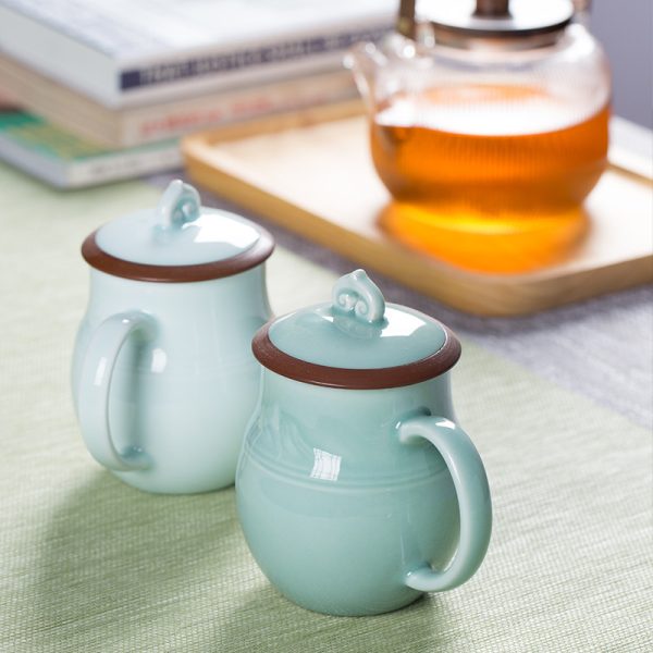 龙泉青瓷 陶瓷办公杯茶杯个人专用家用 简约茶杯办公室送礼礼盒装