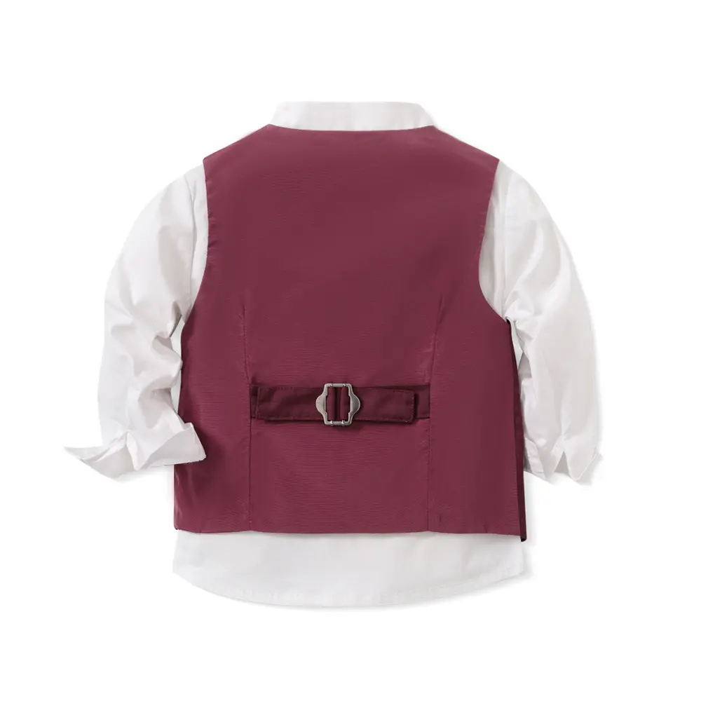 跨境新款儿童套装宝宝宴会派对绅士领花马甲礼服欧美风男童三件套