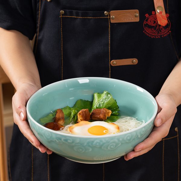 龙泉青瓷 汤碗大号拉面碗8英寸餐碗 陶瓷创意酸菜鱼碗防烫泡面碗