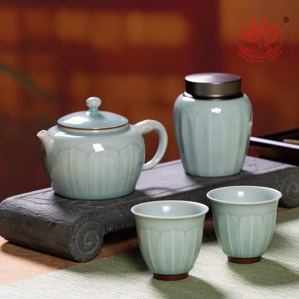 龙泉青瓷功夫茶具套装便携式组合办公室家用旅行泡茶壶茶杯茶叶罐