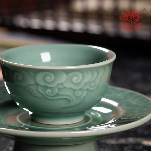 龙泉青瓷 功夫茶杯手工主人杯单杯 陶瓷家用高档宋韵品茗杯盏茶碗