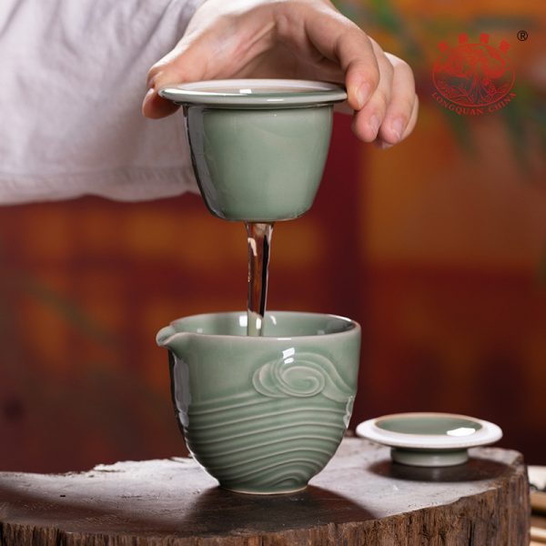 龙泉青瓷旅行茶具套装泡茶壶茶杯功夫泡茶具陶瓷便携式户外快客杯