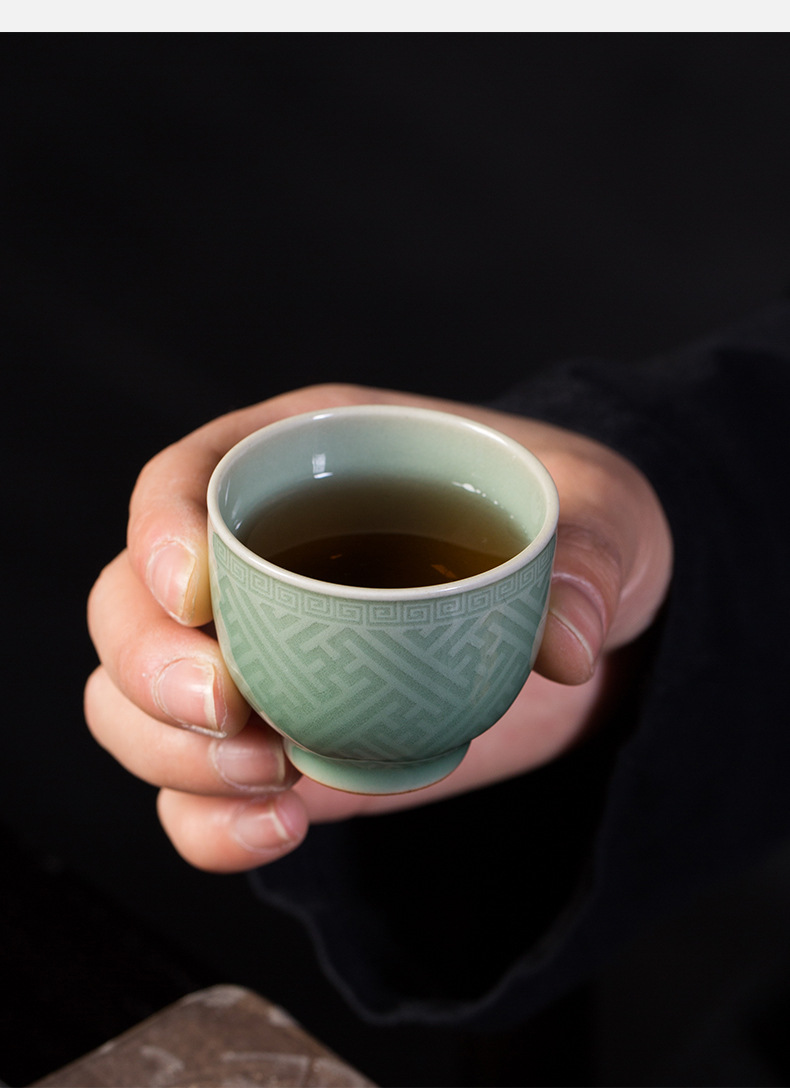 龙泉青瓷主人杯单杯陶瓷功夫茶具个人专用品茗杯手工喝茶一口杯子
