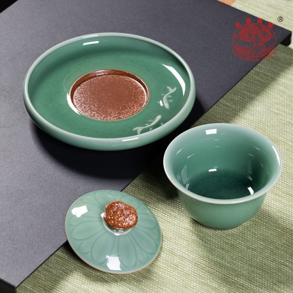龙泉青瓷三才盖碗家用纯手工高档泡茶器陶瓷功夫茶具大号敬泡茶碗