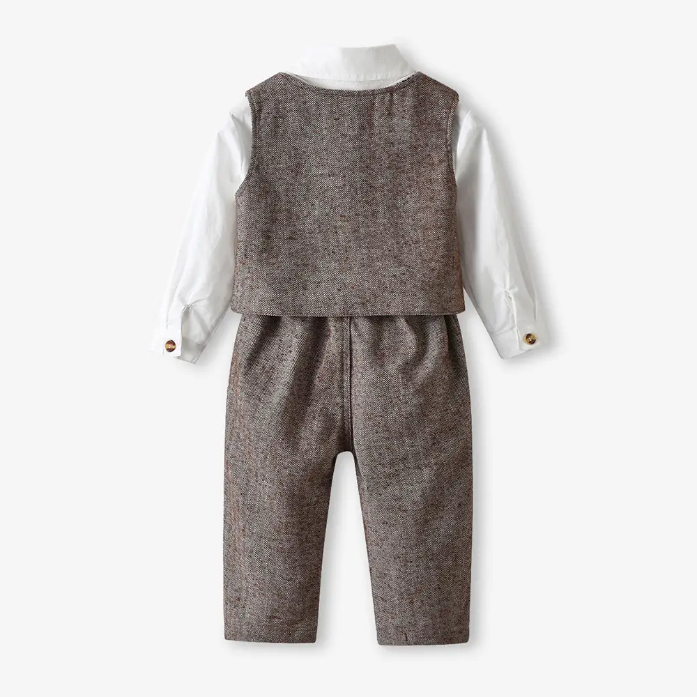 秋季男童马甲绅士礼服新儿童套装长袖白衬衫背带裤走秀生日演出服