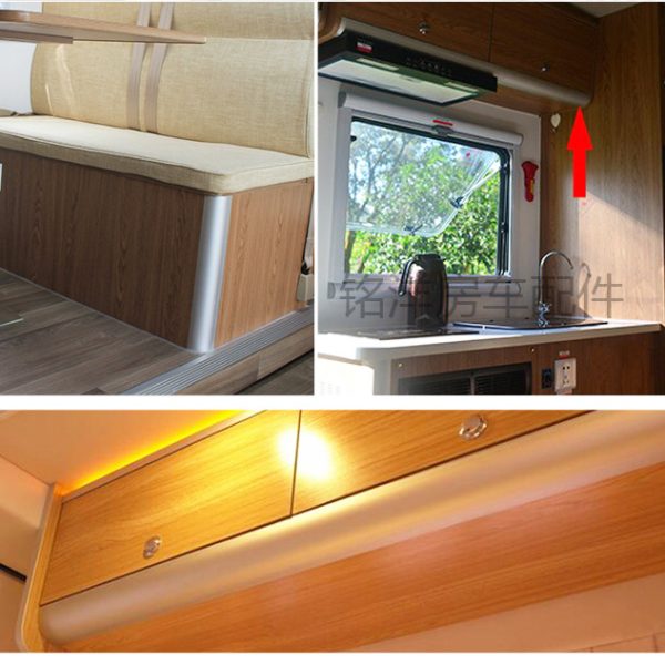 房车铝型材带灯槽卫生间转角型材旅居拖挂车家具门板包边圆角型材