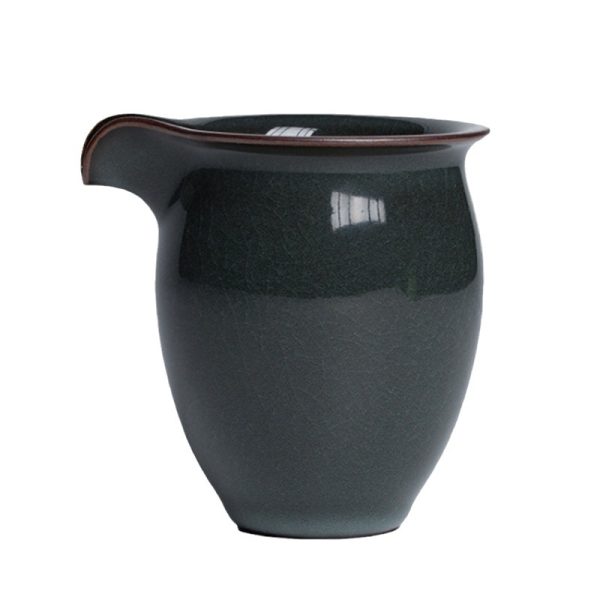 龙泉青瓷 哥窑冰裂手工铁胎公道杯 功夫茶具大号陶瓷茶海分茶器