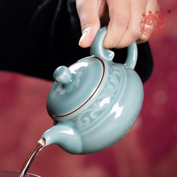 龙泉青瓷 创意手工壶功夫茶具泡茶壶单壶 陶瓷家用宋韵仿古过滤壶