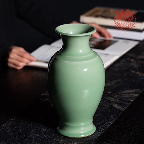 龙泉青瓷手工高档花瓶客厅家居装饰品工艺摆件收藏陶瓷大号插花器