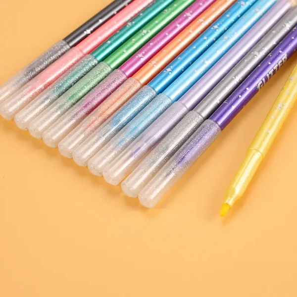 彩色闪光笔啫喱发光亮晶晶流沙银光变色笔记手账的手帐珠光荧光标