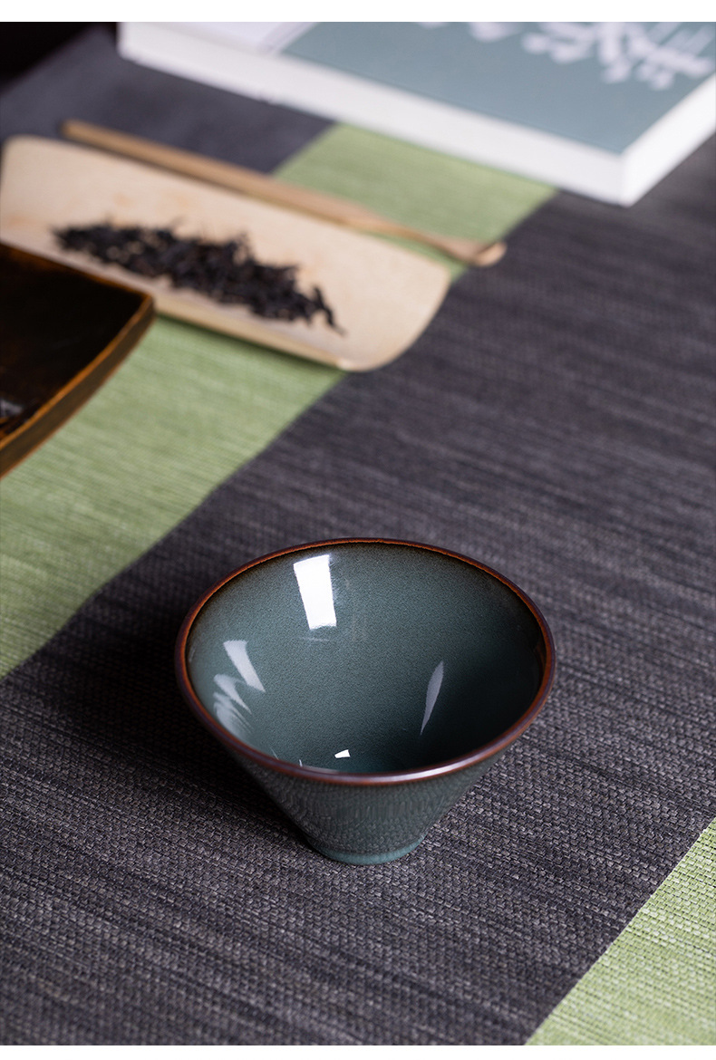 龙泉青瓷 家用功夫茶杯创意手工铁胎主人杯 陶瓷大容量品茗杯单杯